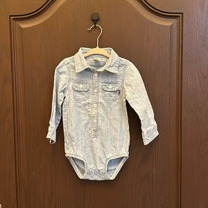 Baby B’gosh Denim Snap-Front Long Sleeve Romper 100% Cotton One-Piece 18M